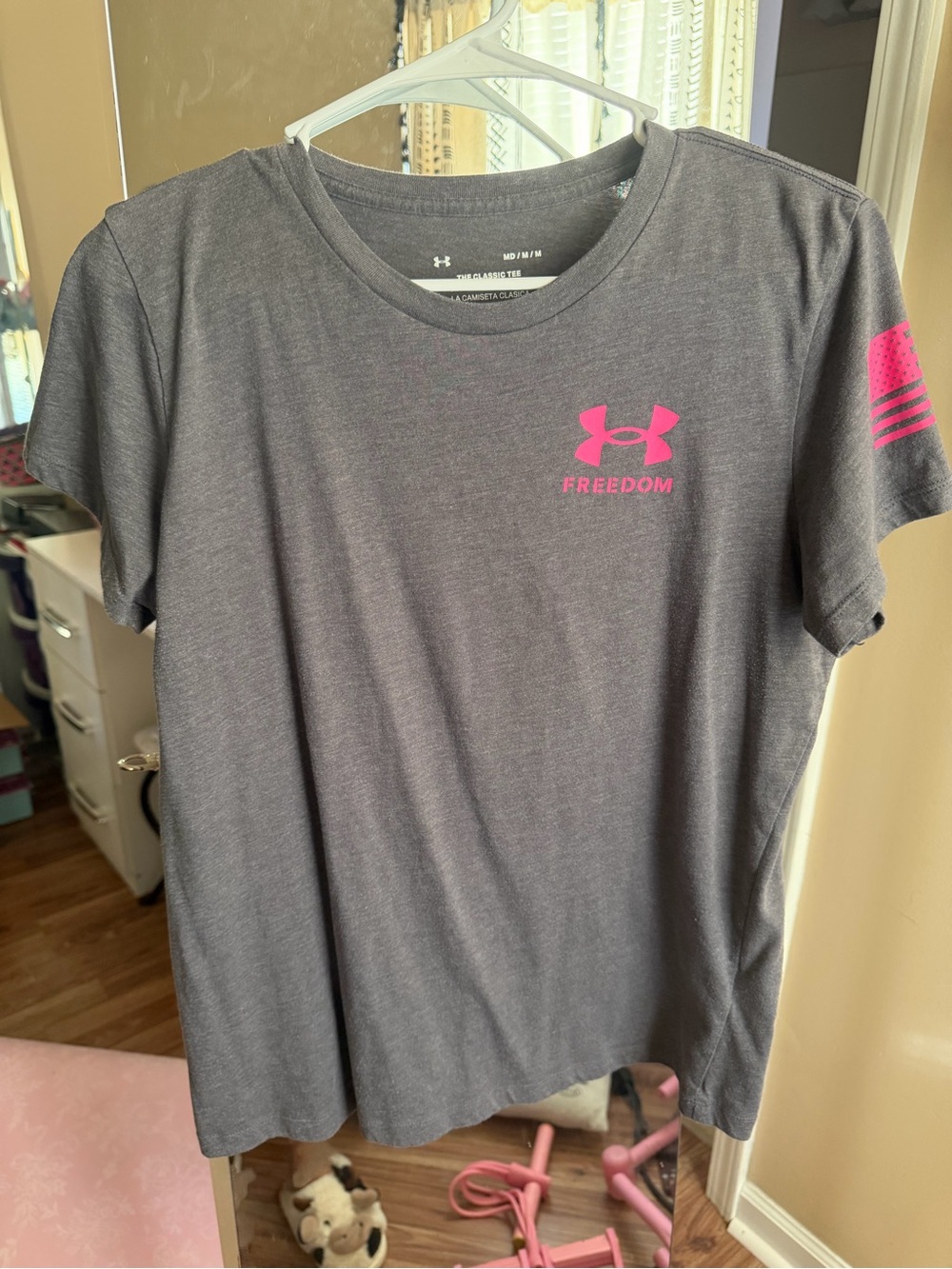 Under Armour Gray Short-Sleeve Tee with Pink Logo